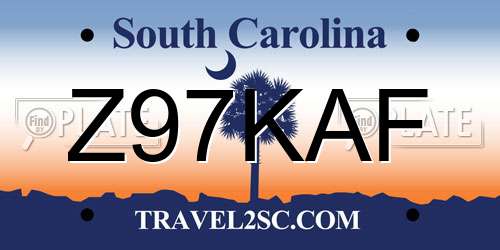 Z97KAF South Carolina License Plate