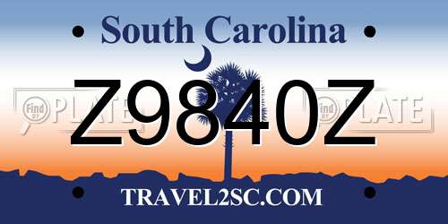 Z9840Z South Carolina License Plate