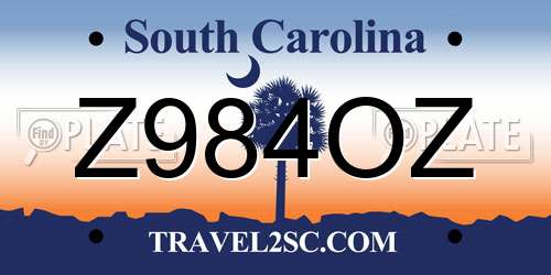 Z984OZ South Carolina License Plate