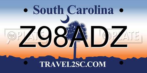 Z98ADZ South Carolina License Plate