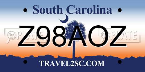 Z98AOZ South Carolina License Plate