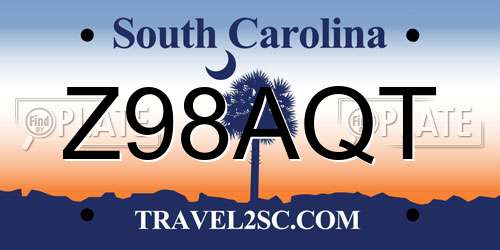 Z98AQT South Carolina License Plate