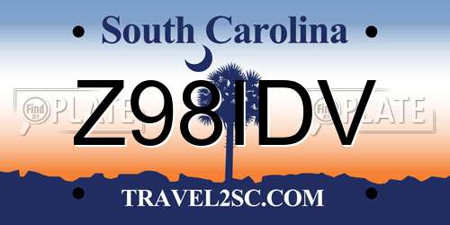 Z98IDV South Carolina License Plate