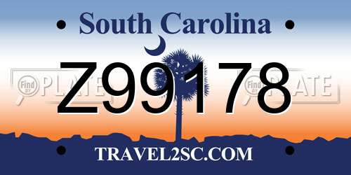 Z99178 South Carolina License Plate