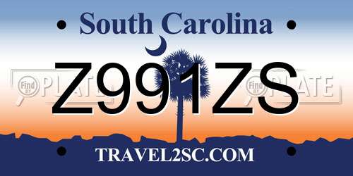 Z991ZS South Carolina License Plate