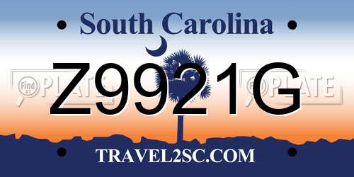 Z9921G South Carolina License Plate