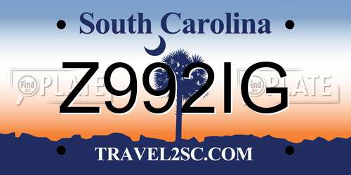 Z992IG South Carolina License Plate