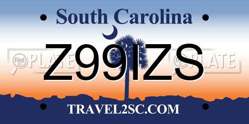 Z99IZS South Carolina License Plate