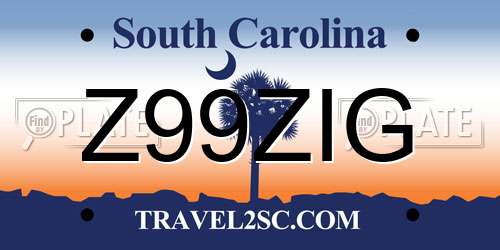 Z99ZIG South Carolina License Plate