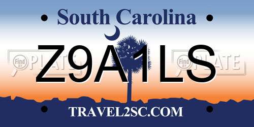 Z9A1LS South Carolina License Plate