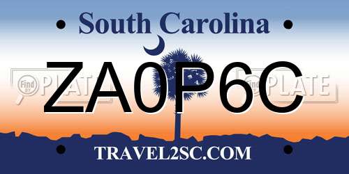 ZA0P6C South Carolina License Plate