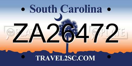 ZA26472 South Carolina License Plate