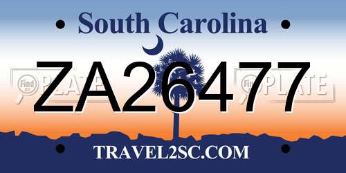 ZA26477 South Carolina License Plate