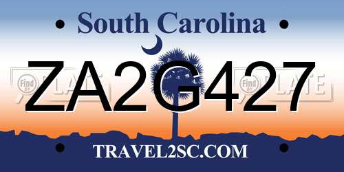 ZA2G427 South Carolina License Plate