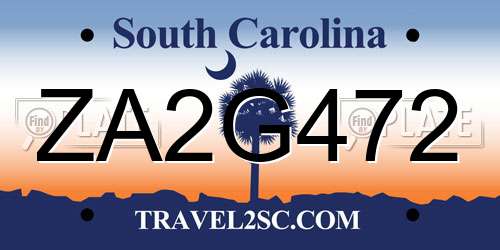 ZA2G472 South Carolina License Plate