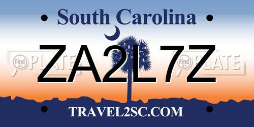 ZA2L7Z South Carolina License Plate