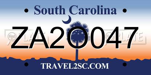 ZA2O047 South Carolina License Plate