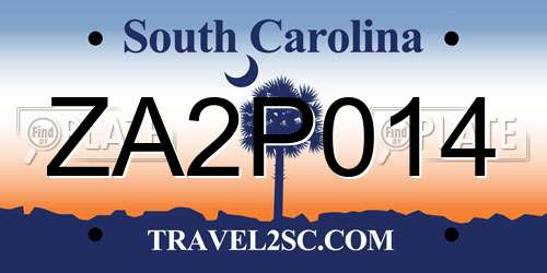 ZA2P014 South Carolina License Plate