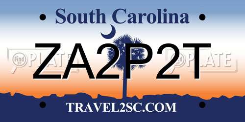 ZA2P2T South Carolina License Plate