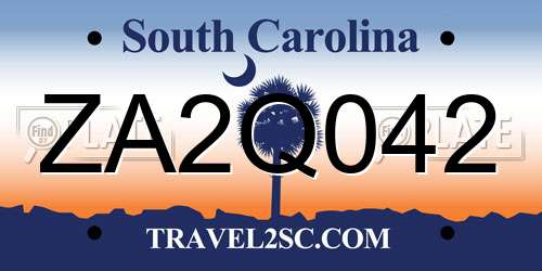 ZA2Q042 South Carolina License Plate