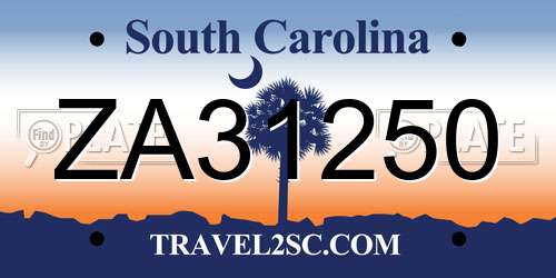ZA31250 South Carolina License Plate