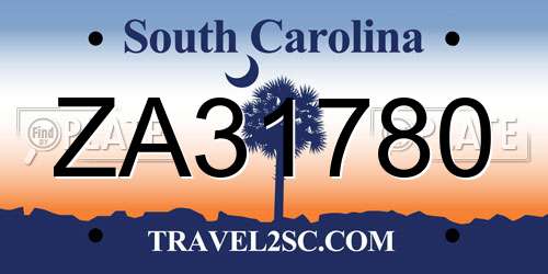ZA31780 South Carolina License Plate