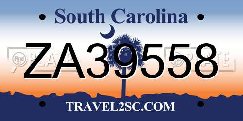 ZA39558 South Carolina License Plate