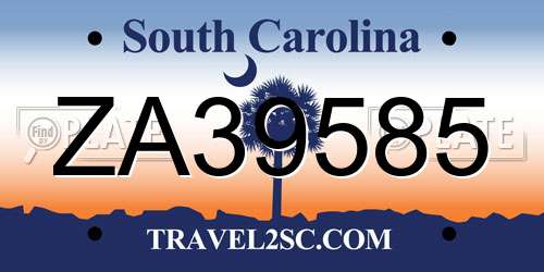 ZA39585 South Carolina License Plate