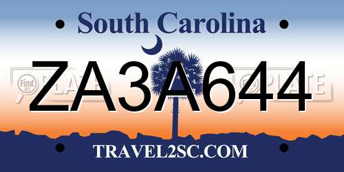 ZA3A644 South Carolina License Plate