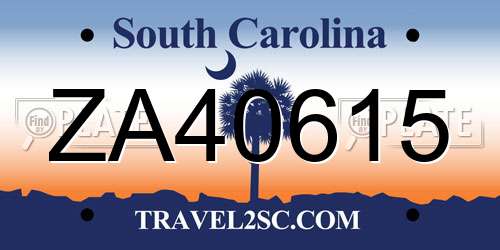 ZA40615 South Carolina License Plate