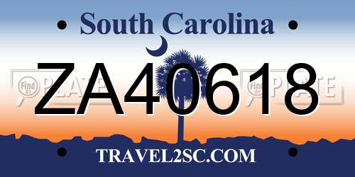 ZA40618 South Carolina License Plate