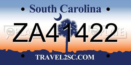 ZA41422 South Carolina License Plate