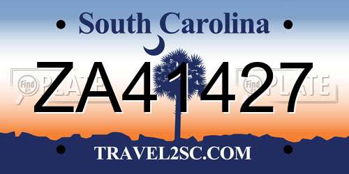 ZA41427 South Carolina License Plate