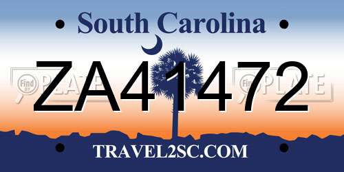 ZA41472 South Carolina License Plate