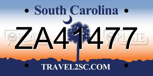 ZA41477 South Carolina License Plate