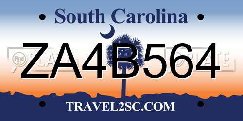 ZA4B564 South Carolina License Plate