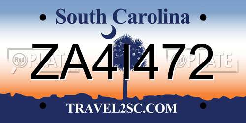 ZA4I472 South Carolina License Plate