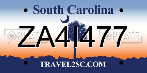 ZA4I477 South Carolina License Plate