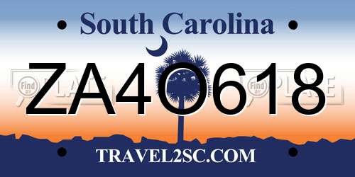 ZA4O618 South Carolina License Plate