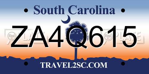 ZA4Q615 South Carolina License Plate