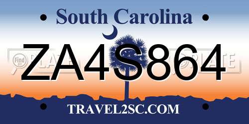 ZA4S864 South Carolina License Plate