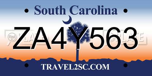ZA4Y563 South Carolina License Plate