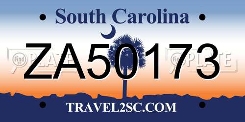 ZA50173 South Carolina License Plate