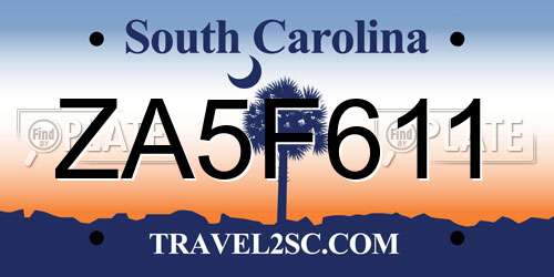 ZA5F611 South Carolina License Plate