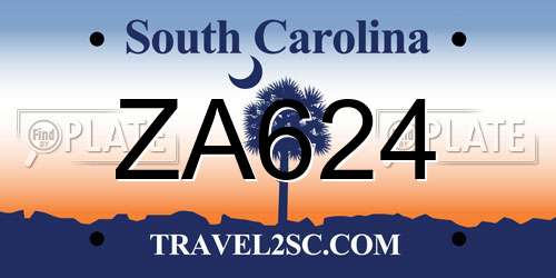 ZA624 South Carolina License Plate