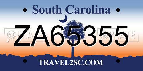 ZA65355 South Carolina License Plate