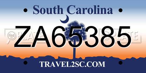 ZA65385 South Carolina License Plate