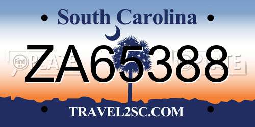 ZA65388 South Carolina License Plate