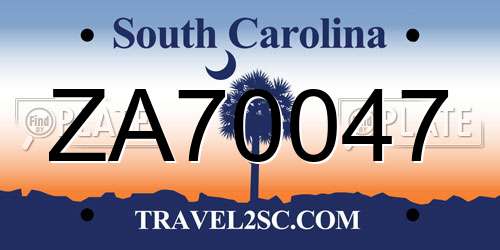 ZA70047 South Carolina License Plate
