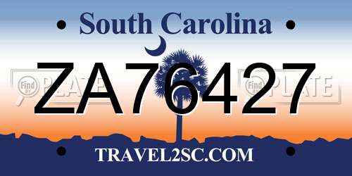 ZA76427 South Carolina License Plate
